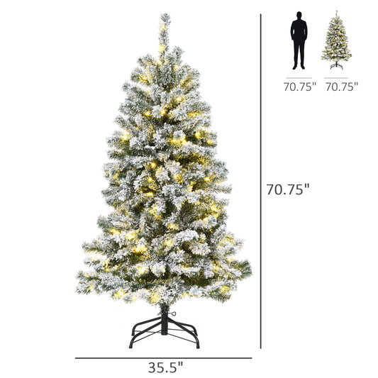 6ft Snow Flocked Artificial Tree 250 LED Light 928 Branches Christmas Season - Gallery Canada