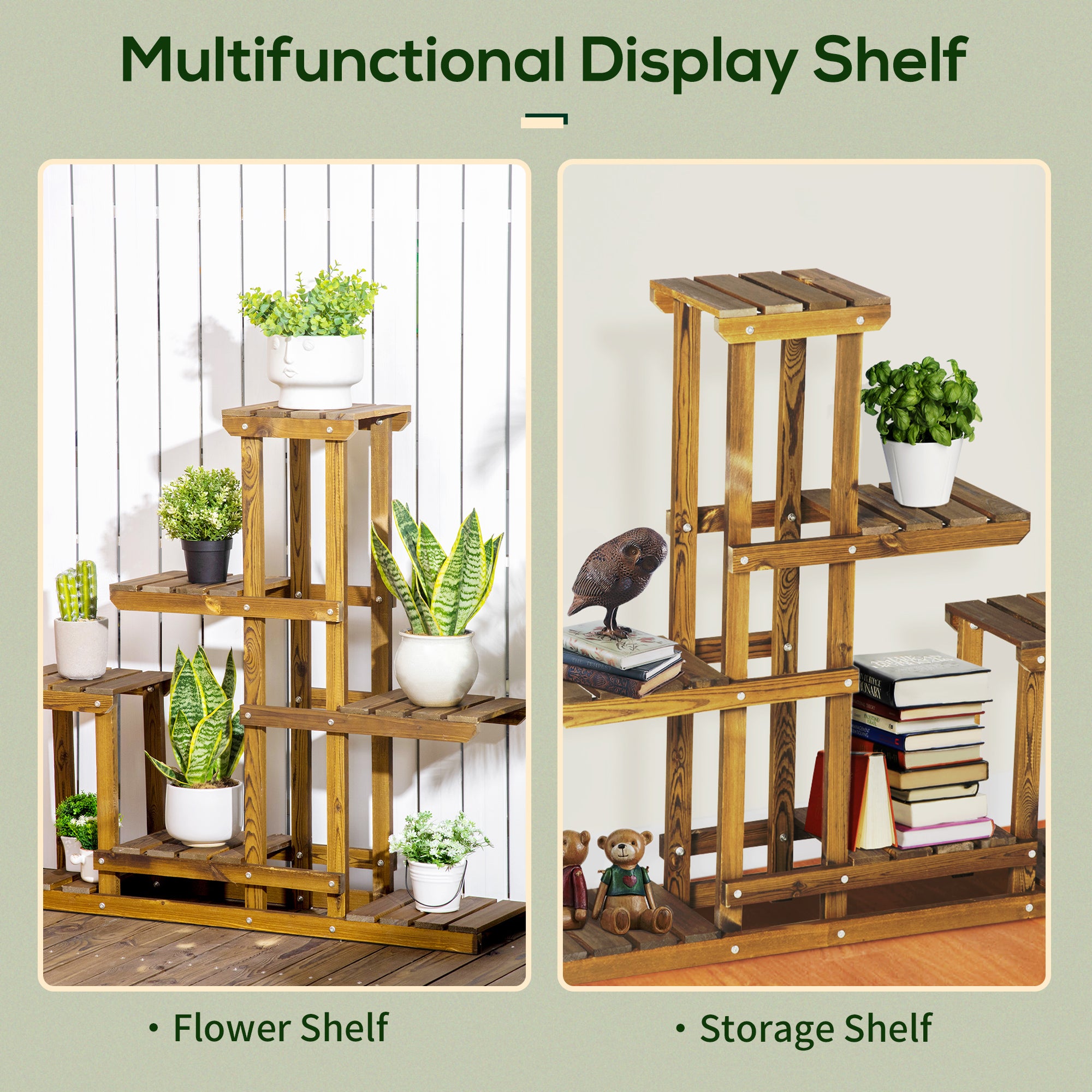 Wood Plant Stand 6 Tier Plant Shelf Rack Multiple Flower Pot Holder for Living Room, Patio Corner, Balcony Plant Stands   at Gallery Canada