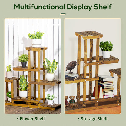 Wood Plant Stand 6 Tier Plant Shelf Rack Multiple Flower Pot Holder for Living Room, Patio Corner, Balcony Plant Stands   at Gallery Canada