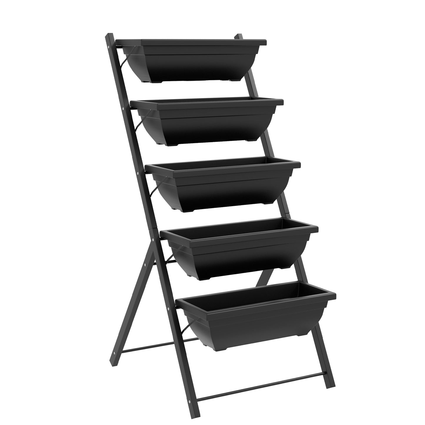 5-Tier Raised Garden Bed with 5 Planter Box, Outdoor Plant Stand Grow Containers with Leaking Holes, Black Plant Stands Black  at Gallery Canada