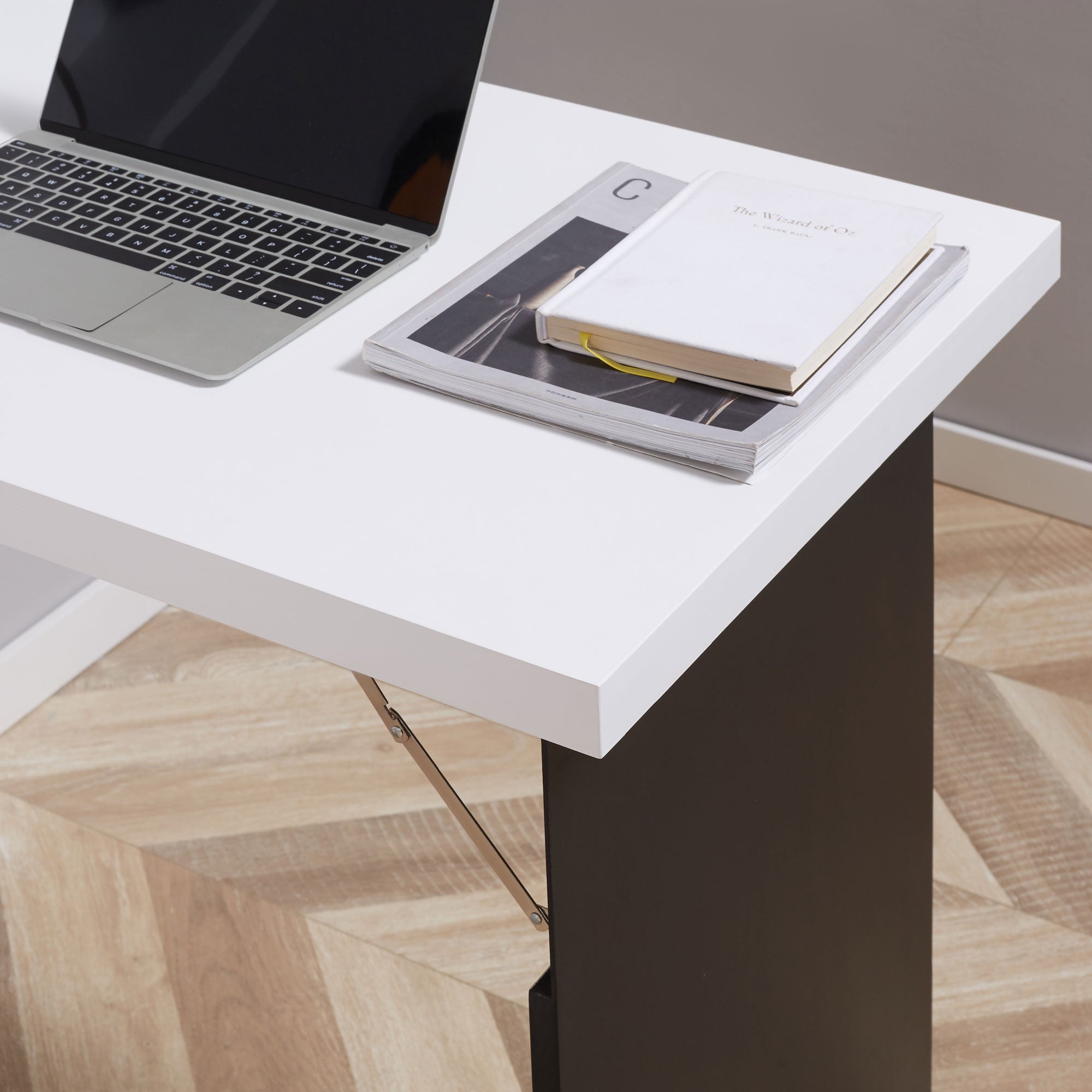 Wall Mounted Table Fold Out Convertible Desk Multi-Functional Standing Desk with Writing Floating Board for Students, White and Black Writing Desks   at Gallery Canada