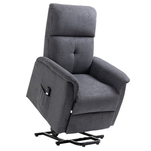 Power Lift Chair Electric Recliner Sofa for Elderly with Remote Control &; Side Pocket for Living Room, Grey Electric Power Lift Chairs Grey  at Gallery Canada