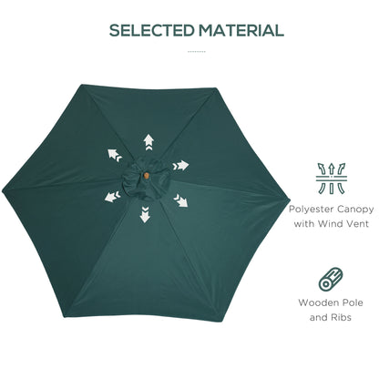 φ9' x 8' H Patio Umbrella, Market Umbrella with Hardwood Frame and Wind Vent, Outdoor Beach Parasol, Green Sun Umbrellas   at Gallery Canada