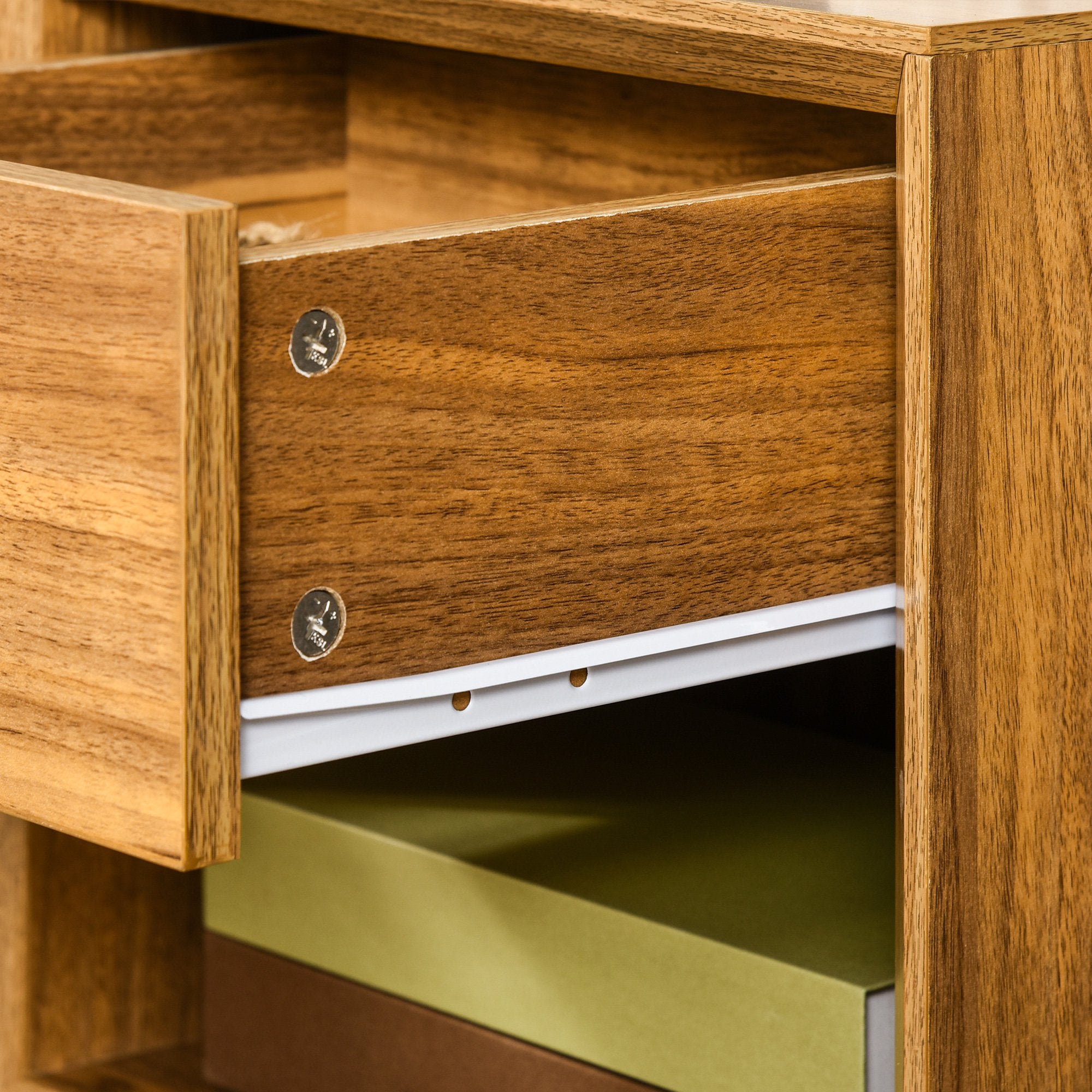 Bedside Table, Nightstand with Drawer and Shelf, Modern Side End Table, Walnut Brown Bedside Tables   at Gallery Canada