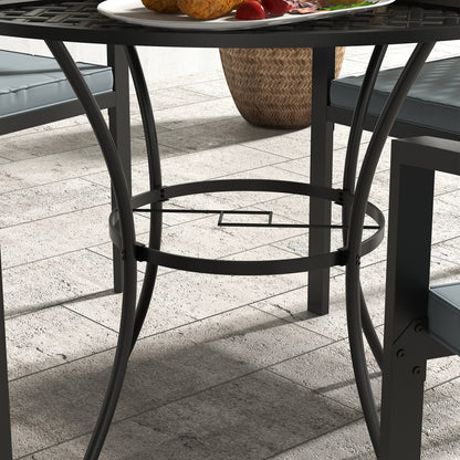 Stackable Cushioned Armchairs 5-Piece Outdoor Dining Set with Umbrella Hole, Grey Bistro Sets   at Gallery Canada