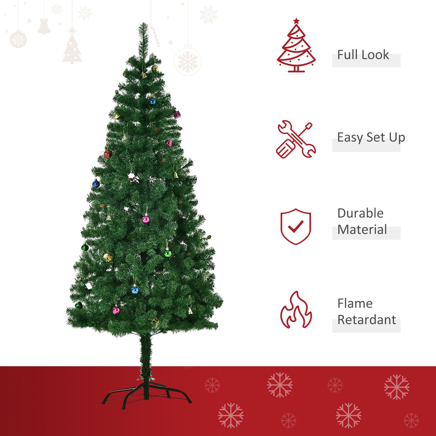 6ft Green Christmas Tree Artificial Xmas Holidays Party with Decoration Ornament Artificial Christmas Trees   at Gallery Canada