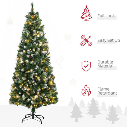 6' Decorated Christmas Trees, Prelit Artificial Christmas Tree with Snow-dipped Branches, Auto Open, Pinecones, Green Pre Lit Christmas Trees   at Gallery Canada