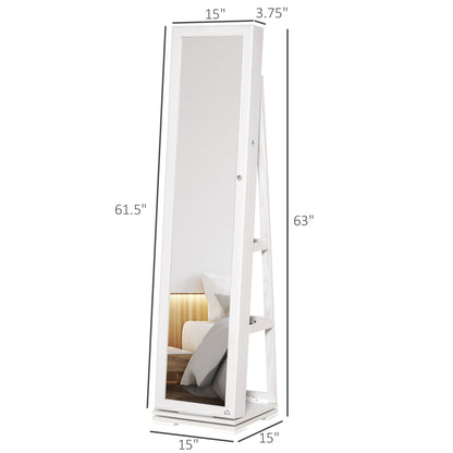 360° Swivel Jewelry Cabinet, Mirror Armoire, Full Length Mirror, Lockable Jewelry Organizer with Built-In Small Mirror, White Jewelry Armoire & Jewellery Mirror Cabinets   at Gallery Canada