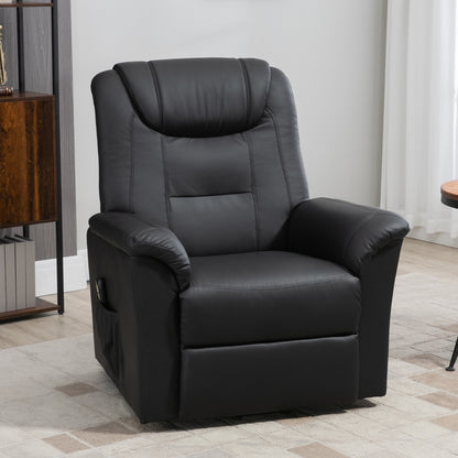 Electric Power Lift Chair for Elderly, PU Leather Recliner Sofa with Footrest and Remote Control for Living Room, Black Electric Power Lift Chairs   at Gallery Canada