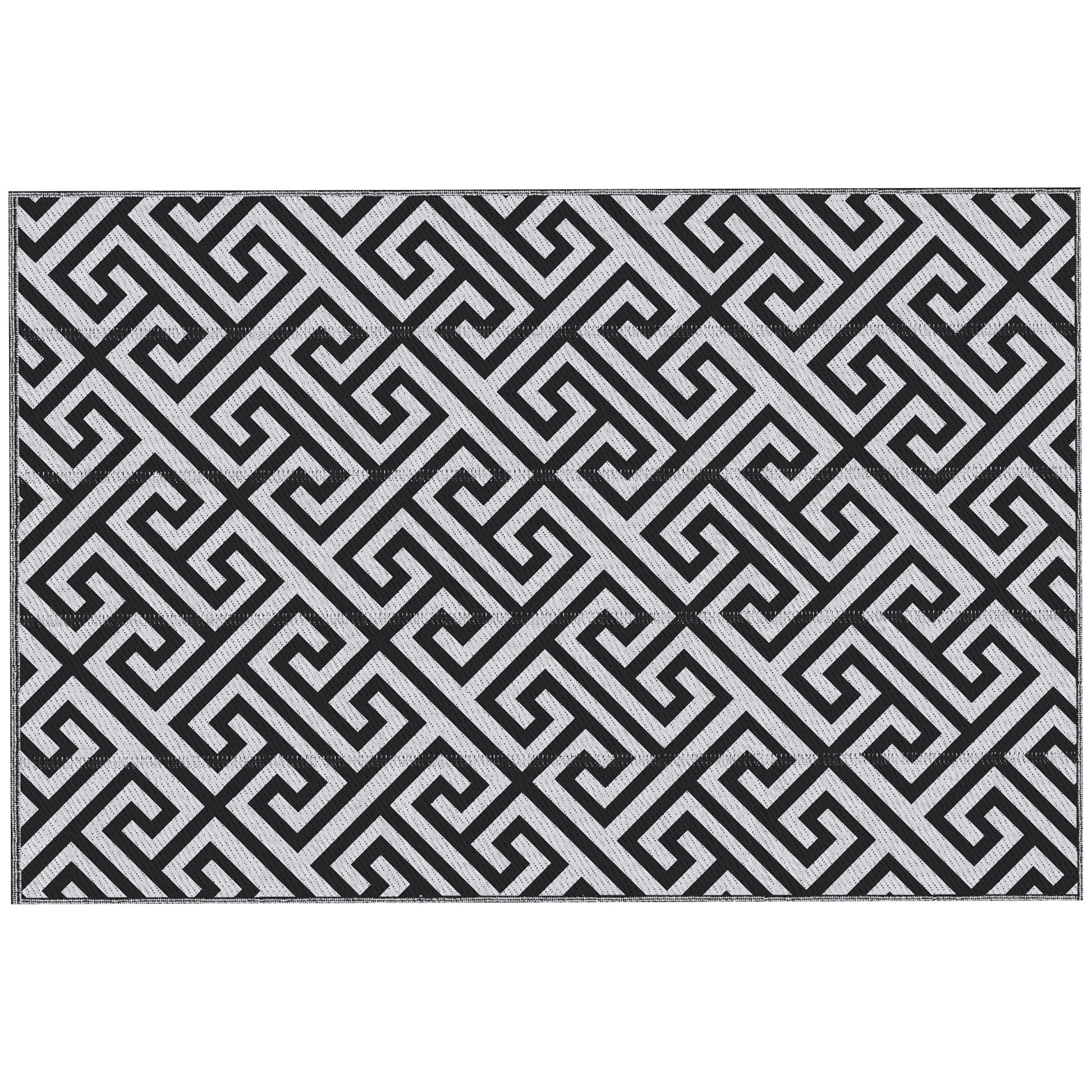 Reversible Outdoor RV Rug, Patio Floor Mat, 6' x 9' Plastic Straw Rug for Backyard, Deck, Beach, Camping, Black &; White Outdoor Reversible Rugs Multi Colour  at Gallery Canada