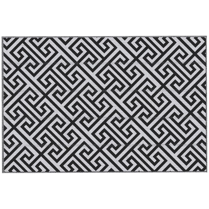 Reversible Outdoor RV Rug, Patio Floor Mat, 6' x 9' Plastic Straw Rug for Backyard, Deck, Beach, Camping, Black &; White Outdoor Reversible Rugs Multi Colour  at Gallery Canada