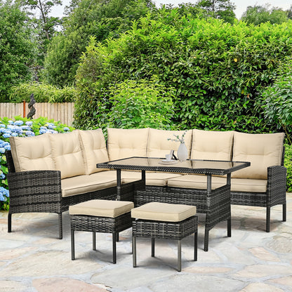 6-Piece All-Weather PE Rattan Outdoor Dining Set with Cushions, Khaki Outdoor Dining Sets   at Gallery Canada