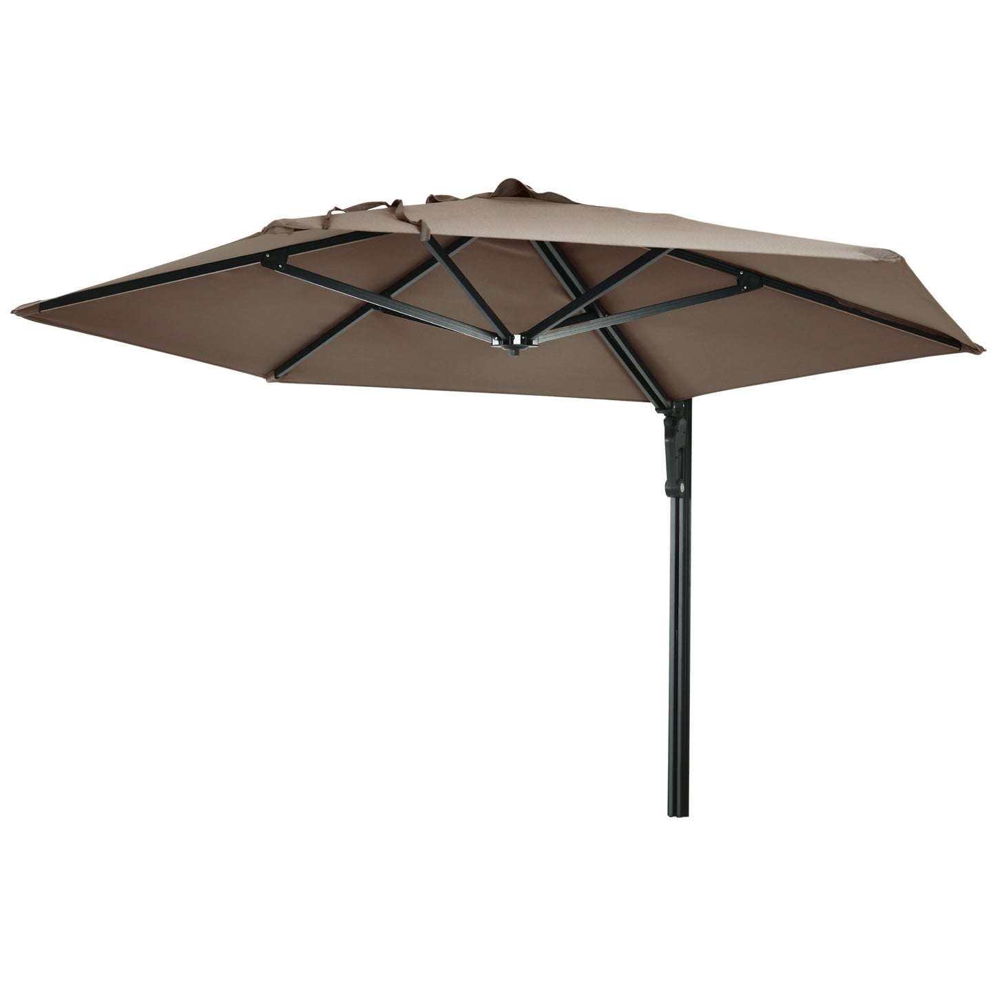 8 ft Wall Mounted Umbrella with 180° Rotatable Canopy, Patio Wall Parasol for Outdoor, Garden, Balcony, Yard, Khaki Sun Umbrellas Multi Colour  at Gallery Canada