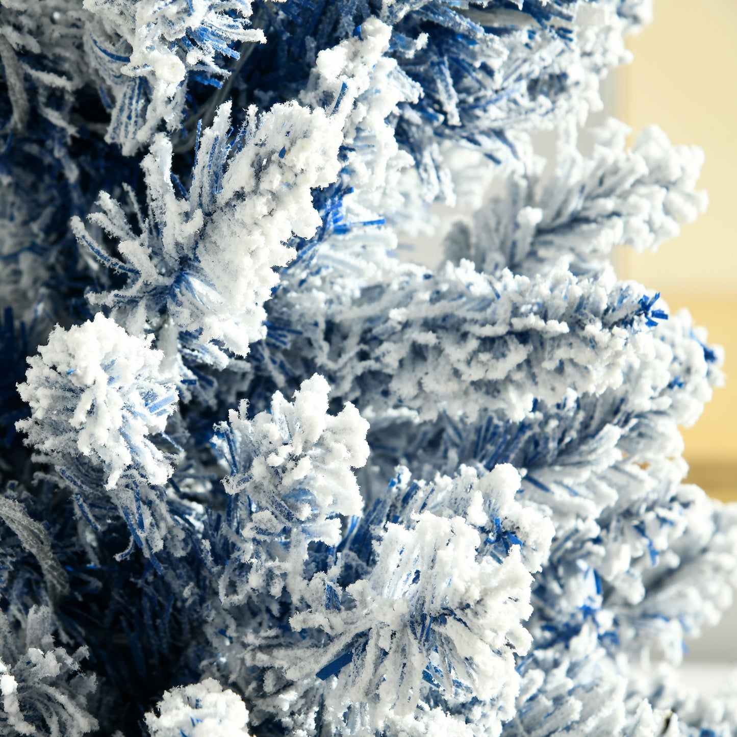 6' Flocked Christmas Tree, Pencil Prelit Artificial Christmas Tree with Snow Branches, Blue Pencil Christmas Trees   at Gallery Canada