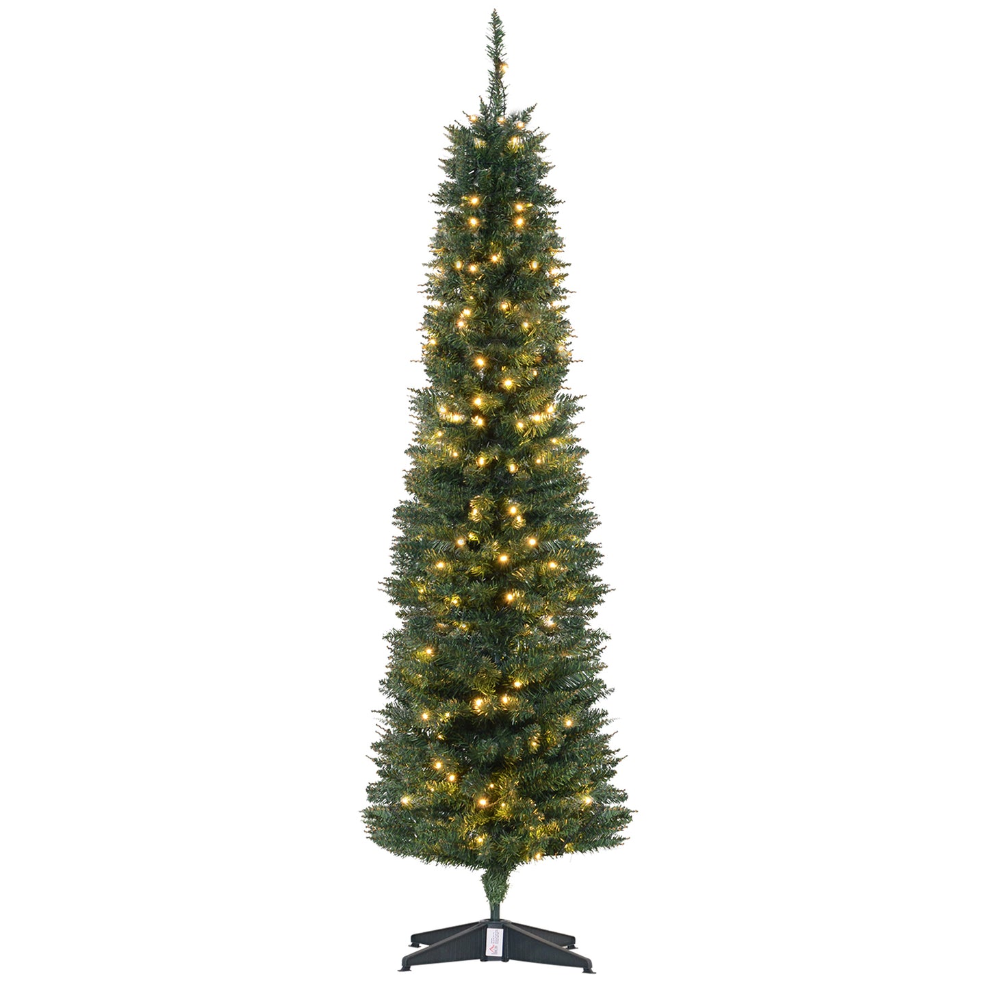 6' Pre Lit Artificial Pencil Christmas Trees, Xmas Tree with Realistic Branches and Warm White LED Lights, Green - Gallery Canada