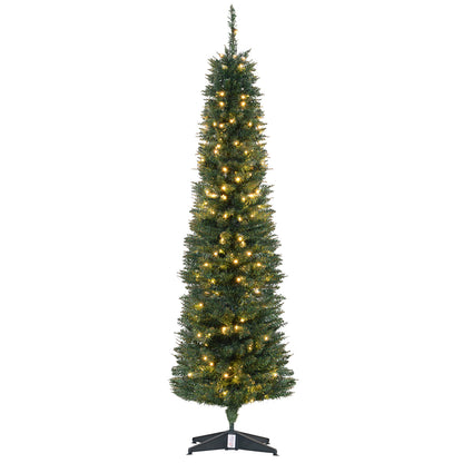 6' Pre Lit Artificial Pencil Christmas Trees, Xmas Tree with Realistic Branches and Warm White LED Lights, Green Pre Lit Christmas Trees   at Gallery Canada