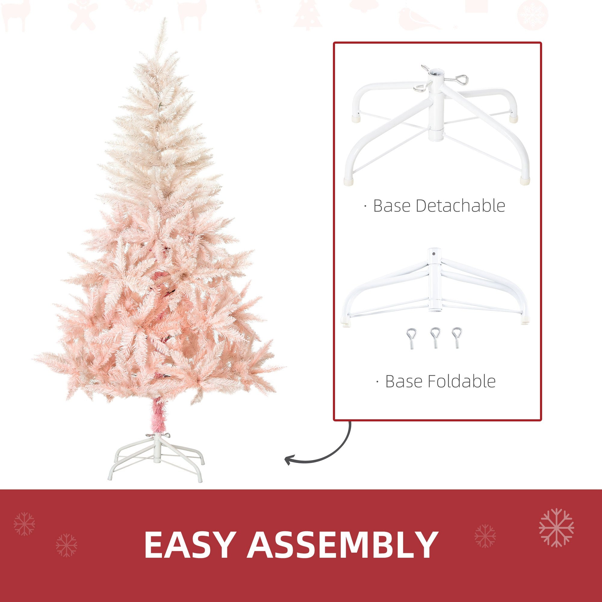 7ft Artificial Christmas Tree Home Decoration Automatic Open White and Pink Artificial Christmas Trees   at Gallery Canada