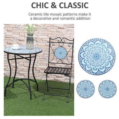 3-Piece Outdoor Bistro Set Garden Coffee Table Set with Mosaic Top for Patio, Balcony, Poolside, Black Bistro Sets   at Gallery Canada