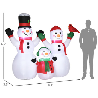 8ft Inflatable Christmas Snowman Family with A Red Bird, Blow-Up Outdoor LED Yard Display for Lawn Garden Party Christmas Inflatables   at Gallery Canada