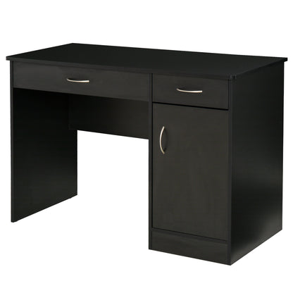 Computer Desk with Storage Drawers, Study Writing Table with Cabinet Adjustable Shelf for Home Office Workstation Bedroom, Black Writing Desks Black  at Gallery Canada