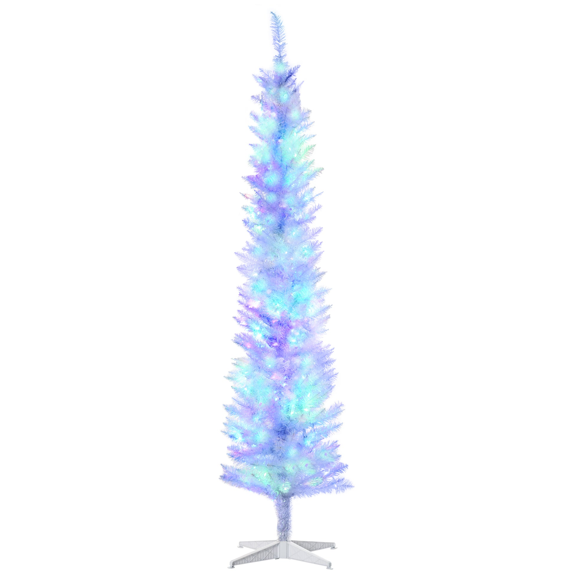 7' Prelit Christmas Trees, Pencil Artificial Christmas Tree with Colourful Surface Tips, Colourful LED Lights, White Pencil Christmas Trees White  at Gallery Canada