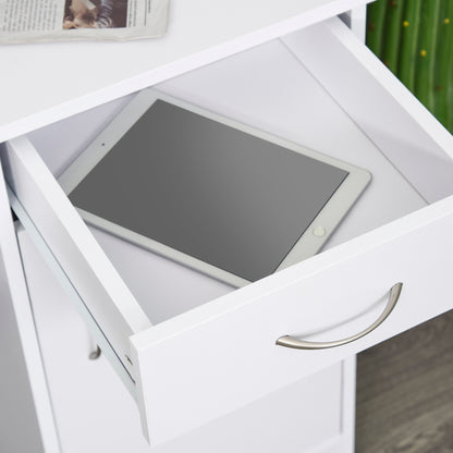 Computer Desk with Storage Drawers, Study Writing Table with Cabinet Adjustable Shelf for Home Office Workstation Bedroom, White Writing Desks   at Gallery Canada