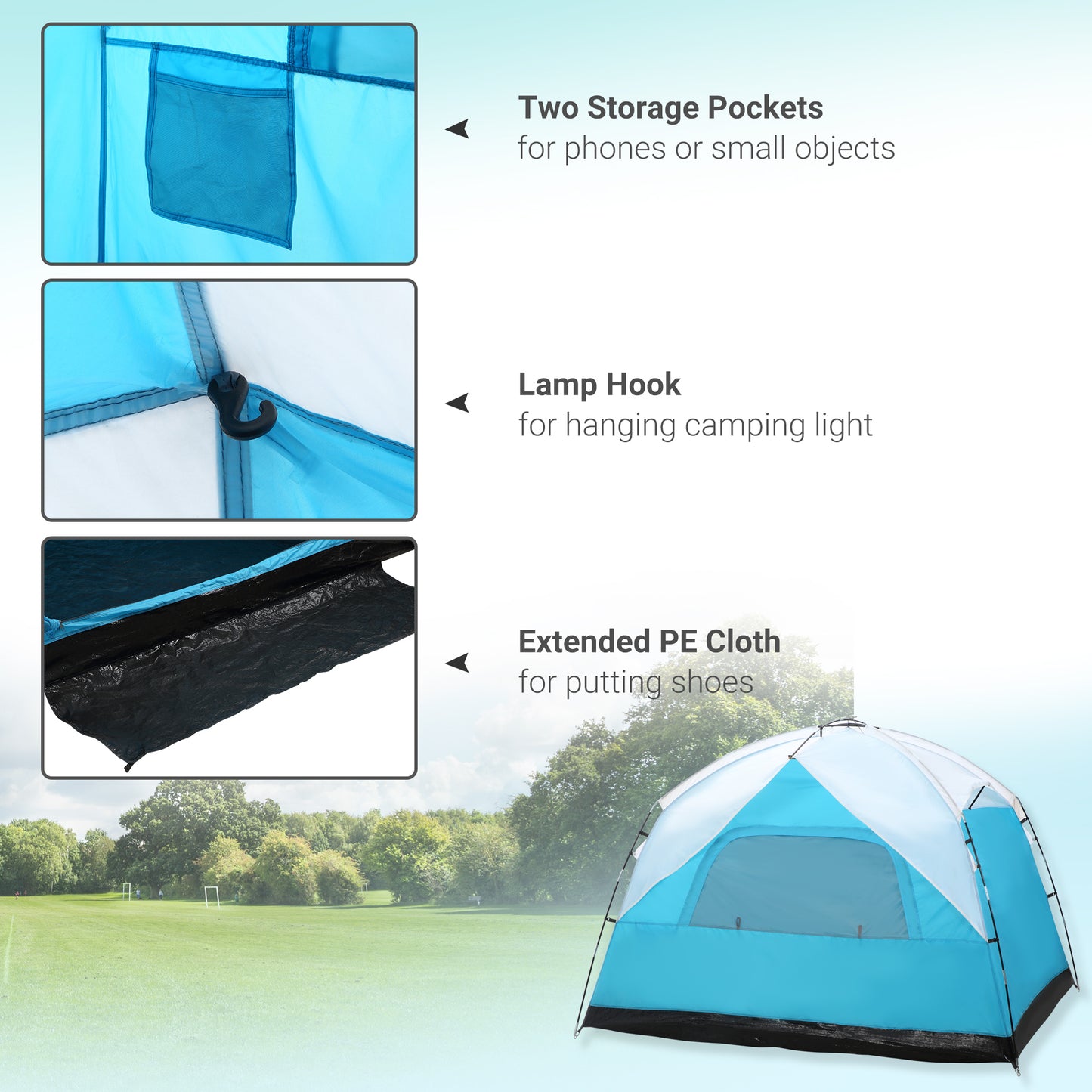 4 Person Camping Tent with Door Windows Backpacking Tent for Family Hiking Travel Hunting Picnic Blue and Grey Camping Tents   at Gallery Canada