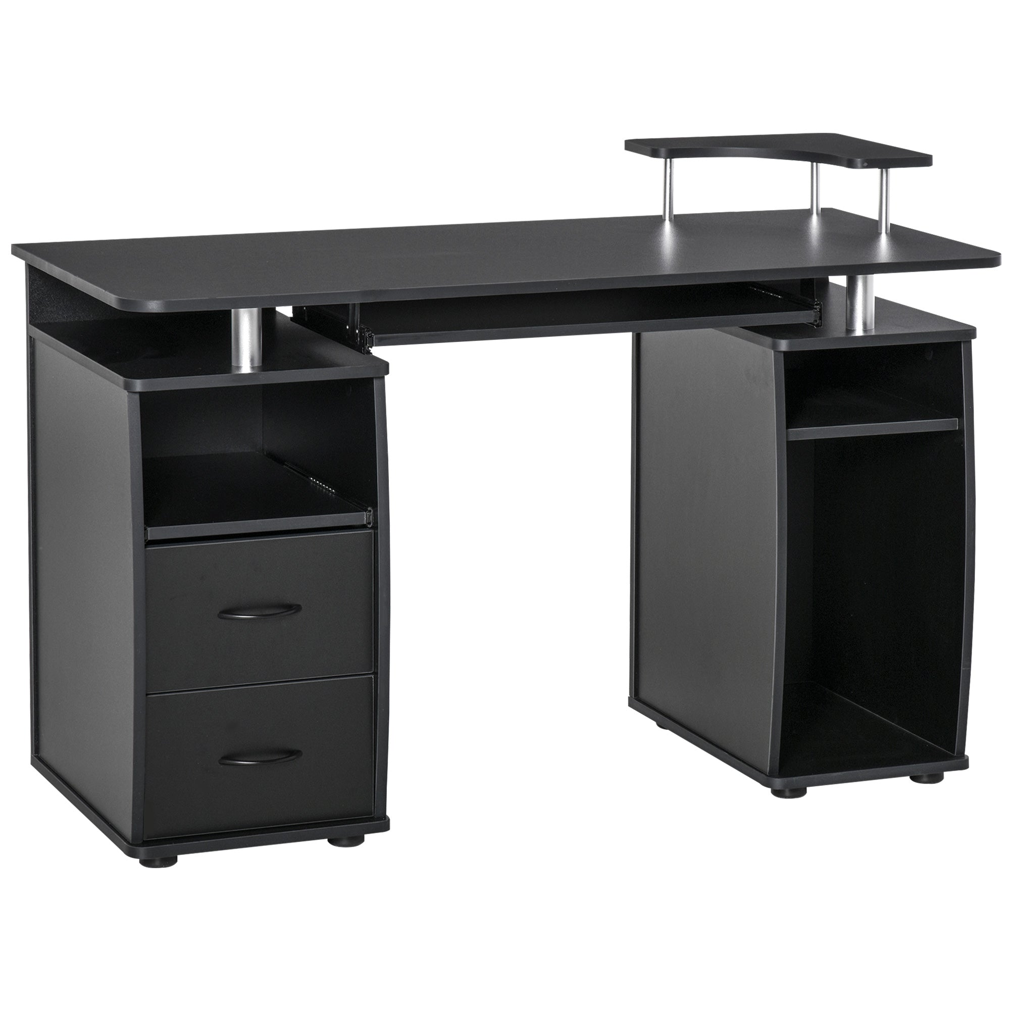 Computer Desk with Keyboard Tray, CPU Stand, Writing Desk with Drawers, Workstation for Home Office, Black Computer Desks Black  at Gallery Canada