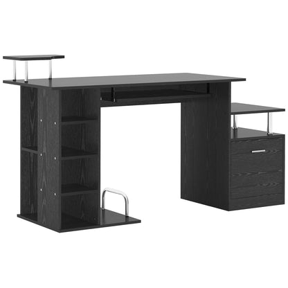 Wood Computer Desk Table Laptop Workstation with Storage Shelf Drawer Office Home Black Computer Desks Black With Wood Grain  at Gallery Canada