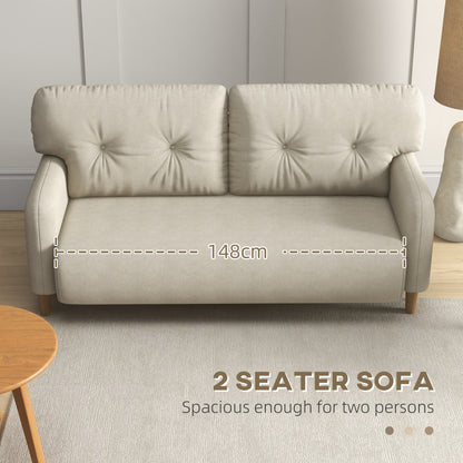 58" 2 Seat Sofa, Modern Love Seats Furniture, Upholstered 2 Seater Couch, Solid Wood Frame, Beige 2-Seater Sofas   at Gallery Canada