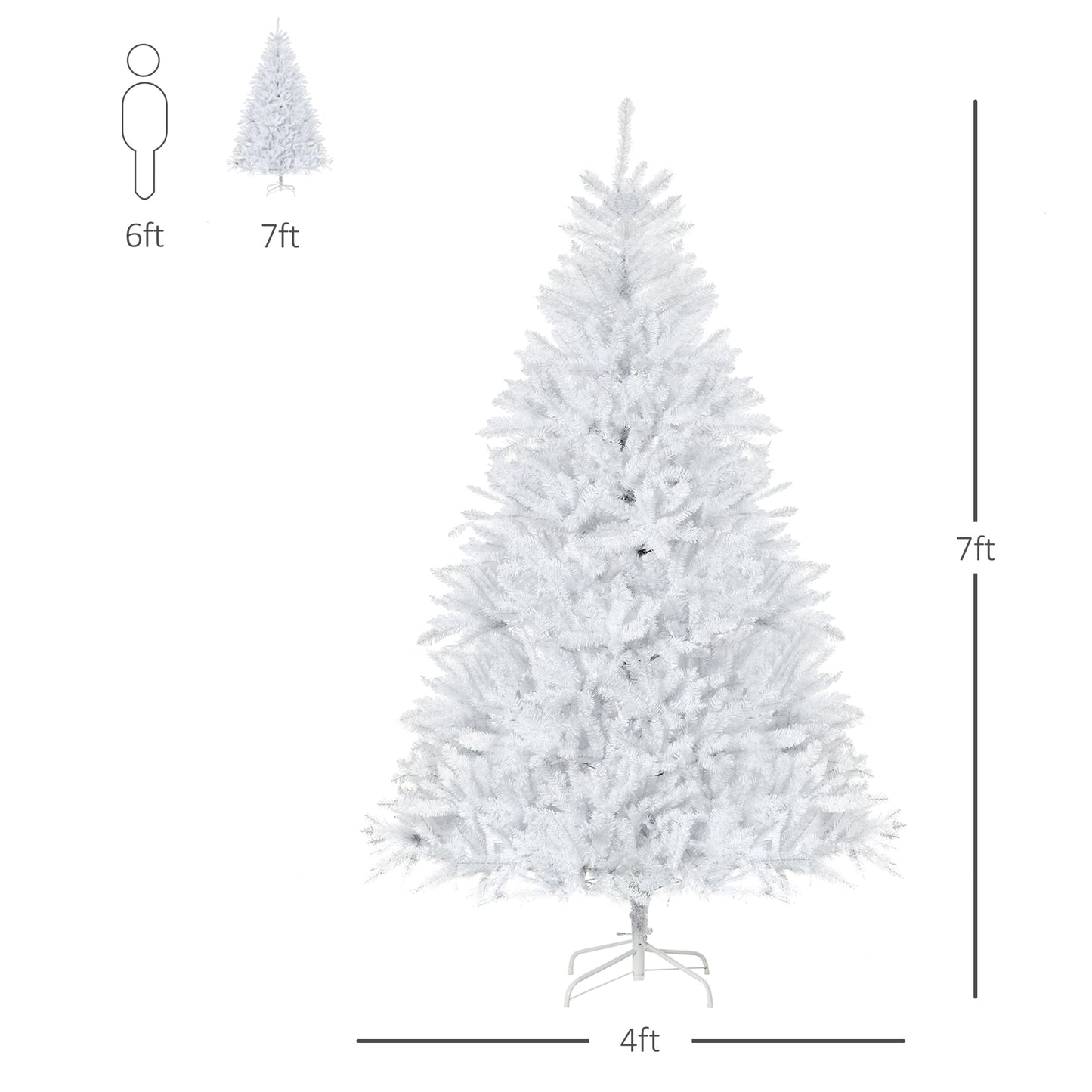 7FT Artificial Christmas Tree Holiday Xmas Tree with Foldable Feet Home Indoor Holiday Decoration White White Christmas Trees   at Gallery Canada