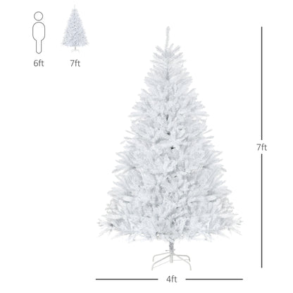 7FT Artificial Christmas Tree Holiday Xmas Tree with Foldable Feet Home Indoor Holiday Decoration White White Christmas Trees   at Gallery Canada