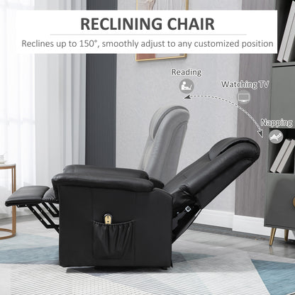 Electric Power Lift Chair for Elderly, PU Leather Recliner Sofa with Footrest and Remote Control for Living Room, Black Electric Power Lift Chairs   at Gallery Canada