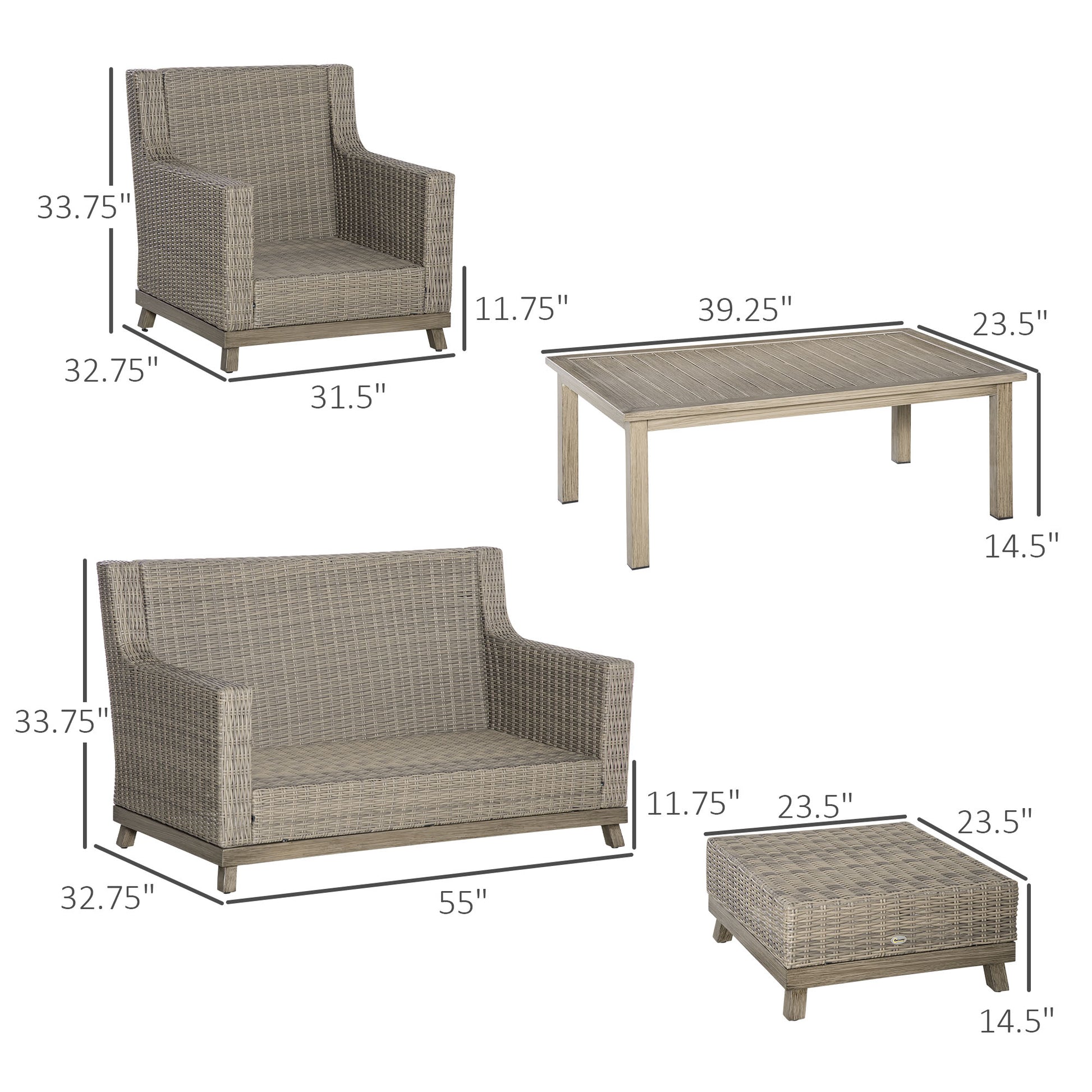 Luxury 6-Piece Patio Sofa Set, Aluminum Frame, Wicker Rattan, Beige Patio Furniture Sets   at Gallery Canada