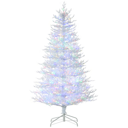 6' Artificial Snow Christmas Tree with Rime Withered Branches, Warm White or Colourful LED Lights, Auto Open, White - Gallery Canada