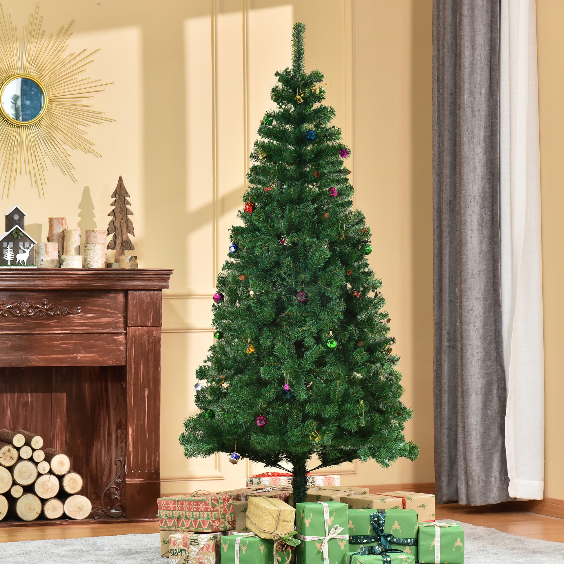 6ft Green Christmas Tree Artificial Xmas Holidays Party with Decoration Ornament Artificial Christmas Trees   at Gallery Canada