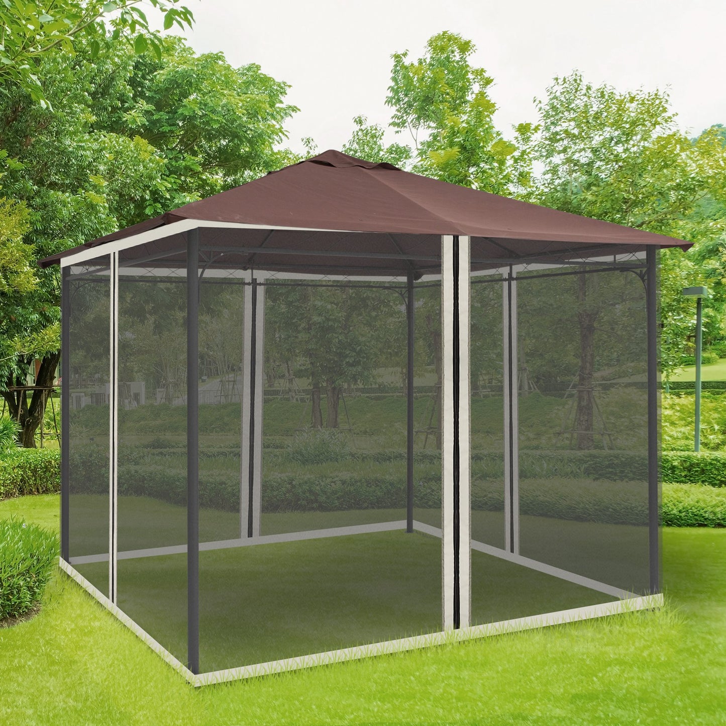 Replacement Mosquito Netting for Gazebo 10' x 10' Black Screen Walls for Canopy with Zippers for Parties and Outdoor Activities, Cream White Gazebo Sidewalls   at Gallery Canada