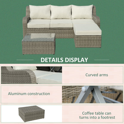 Wicker Patio Furniture Set with Liftable Table, Aluminum Frame, Beige Cushions Patio Furniture Sets   at Gallery Canada