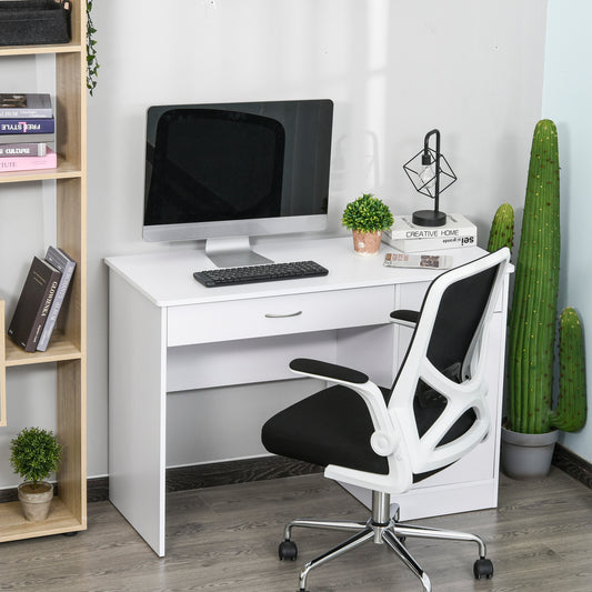 Computer Desk with Storage Drawers, Study Writing Table with Cabinet Adjustable Shelf for Home Office Workstation Bedroom, White Writing Desks White  at Gallery Canada