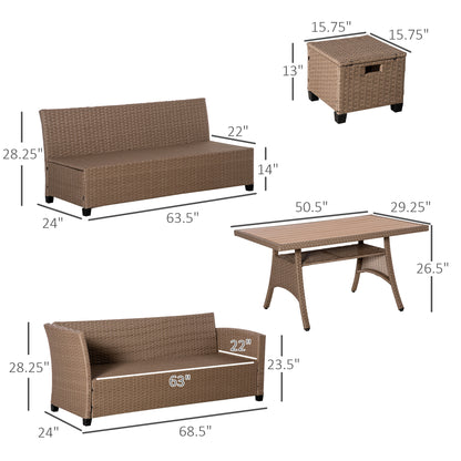 6-Piece Wicker Patio Furniture Set with Cushions & Coffee Table, Khaki Patio Furniture Sets   at Gallery Canada