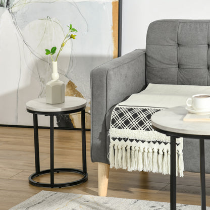 Nesting Tables Set of 3, Round Coffee Table, Modern Stacking Side Tables with Wood Grain Steel Frame for Living Room, Grey Side Tables   at Gallery Canada