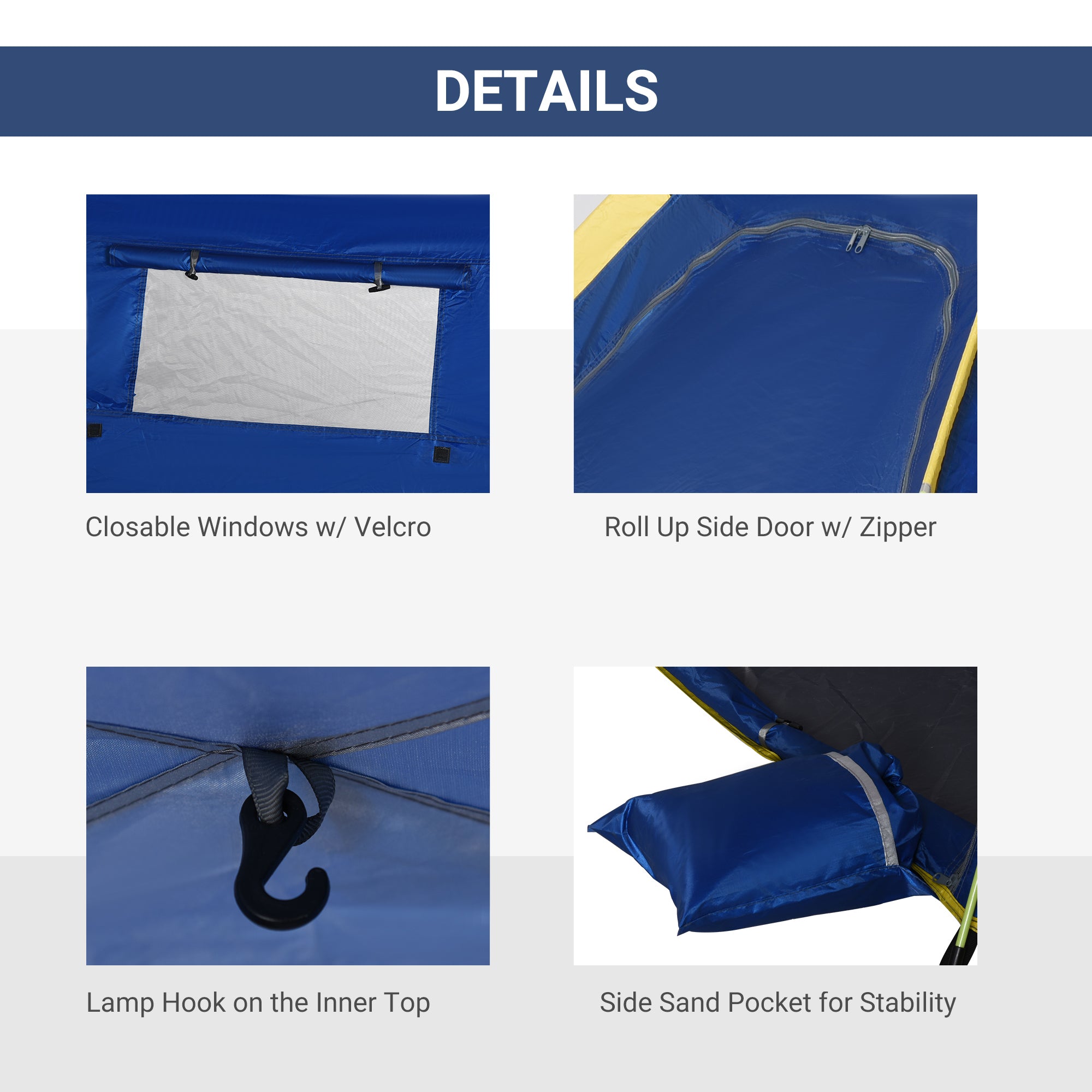 Pop Up Beach Tent for 1-2 Person, Partable Instant Sun Shelter with 2 Mesh Windows, 2 Doors, Carrying Bag, Dark Blue Camping Tents   at Gallery Canada