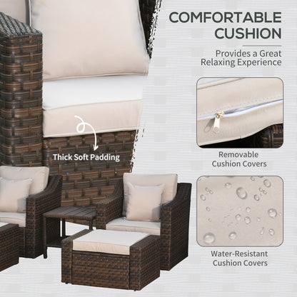 Outdoor Rattan Wicker 5-Piece Patio Set with Cushions and Coffee Table, Beige Patio Furniture Sets   at Gallery Canada