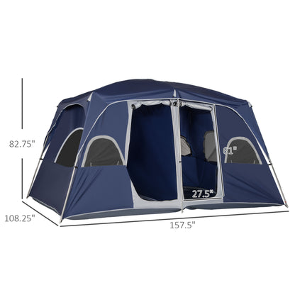 Camping Tent, Family Tent 4-8 Person 2 Room, with Large Mesh Windows, Easy Set Up for Backpacking Hiking Outdoor 13' x 9' x 7', Blue Camping Tents   at Gallery Canada