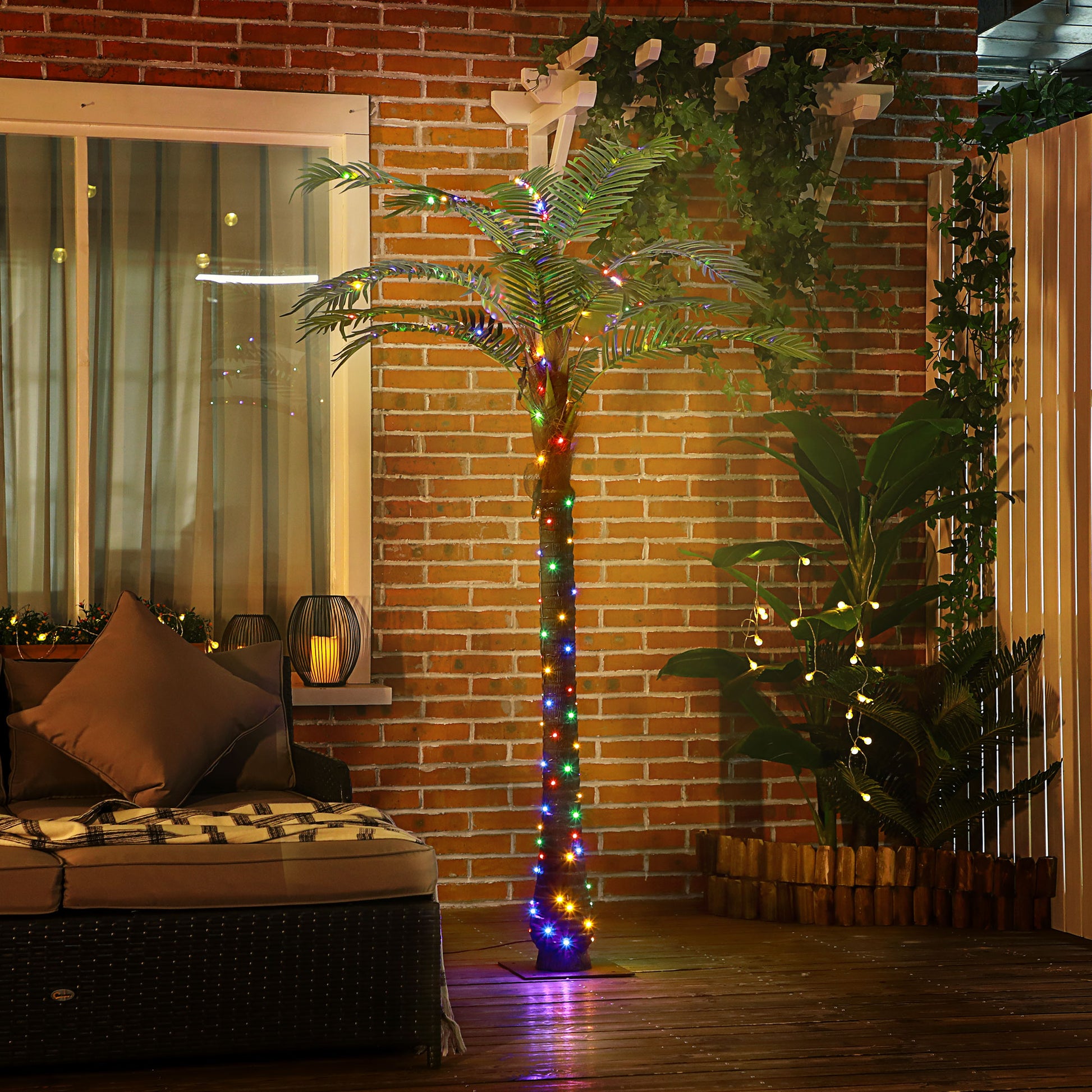 6FT Artificial Light Up Palm Tree Lighted Tropical Fake Tree with Remote 240 Lights 3 Coconuts for Outdoor Indoor Green Artificial Tree Light   at Gallery Canada