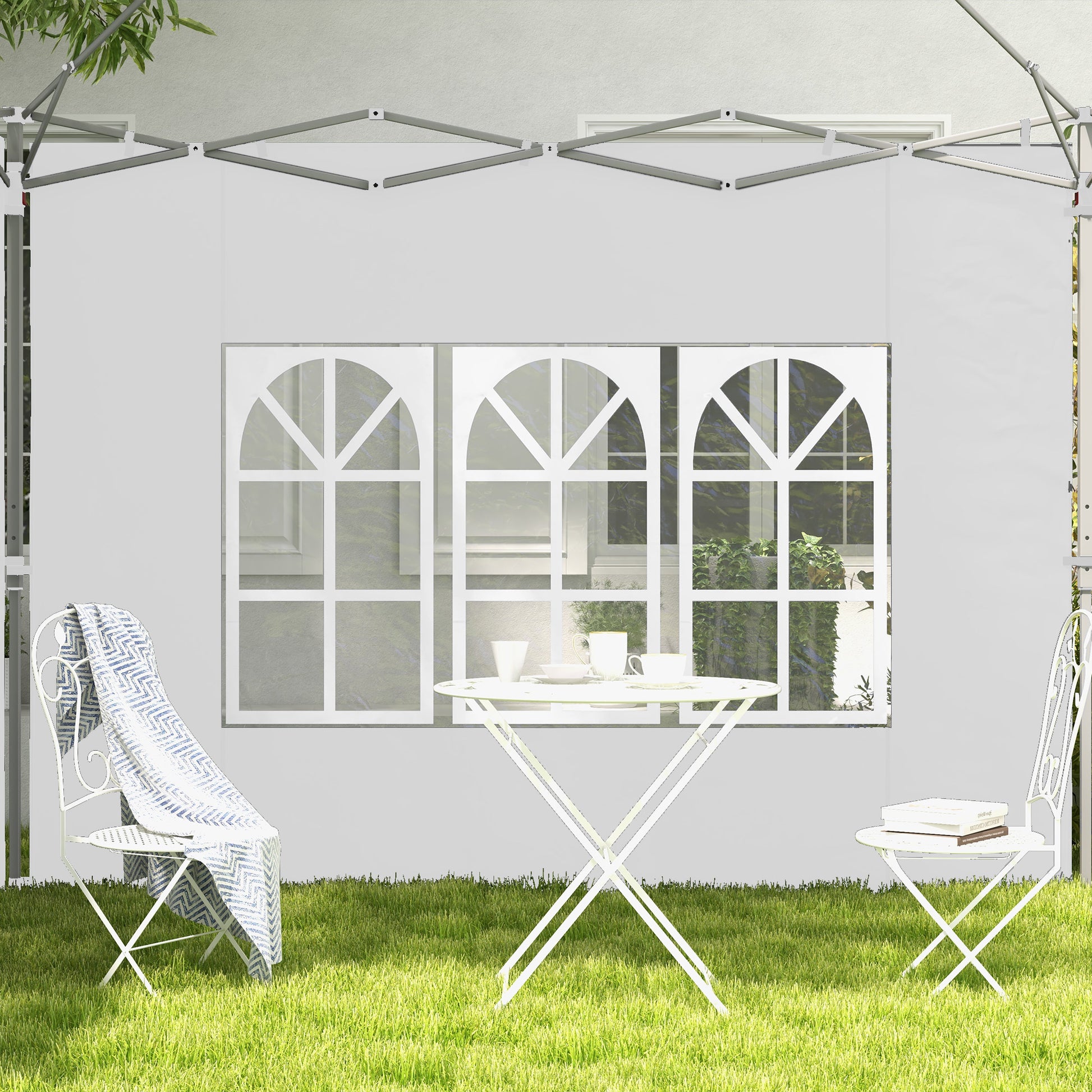 Side Panels, Sidewalls Replacement with Window for 9.8' x 9.8' or 9.8' x 13.1' Pop Up Canopy, 2 Pack, White Gazebo Canopy Replacement   at Gallery Canada