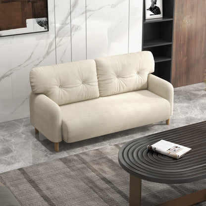 58" 2 Seat Sofa, Modern Love Seats Furniture, Upholstered 2 Seater Couch, Solid Wood Frame, Beige 2-Seater Sofas   at Gallery Canada