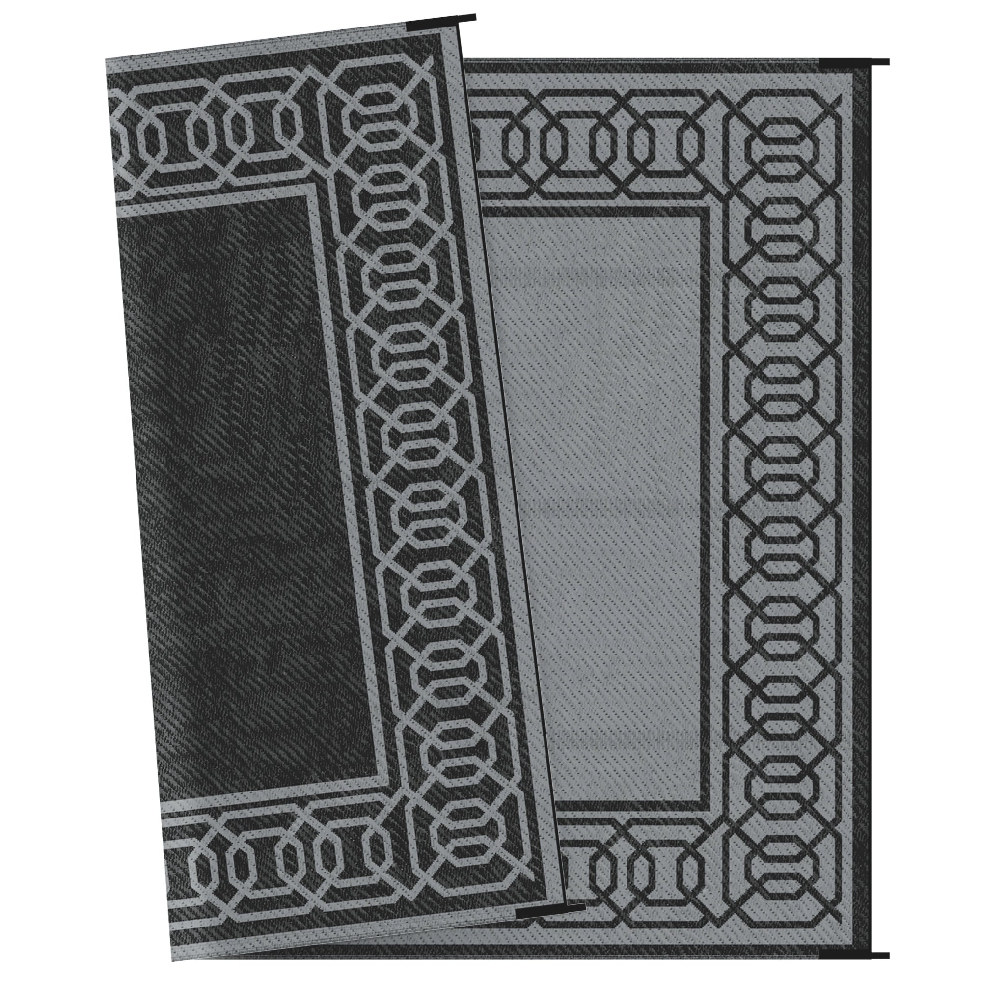 Reversible Waterproof Outdoor Rug with Carrying Bag, 9' x 12', Black and Grey Outdoor Reversible Rugs   at Gallery Canada