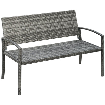 Rattan Wicker Loveseat Garden Bench Hand Woven Portable Backyard Gray Patio Chairs Grey  at Gallery Canada