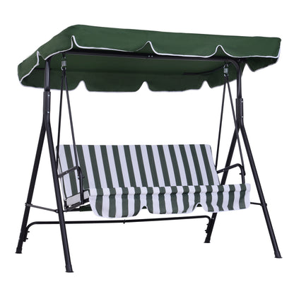 3-Seat Outdoor Swing Glider with Adjustable Canopy and Removable Cushion, Green Patio Swings with Stand Green and Black  at Gallery Canada